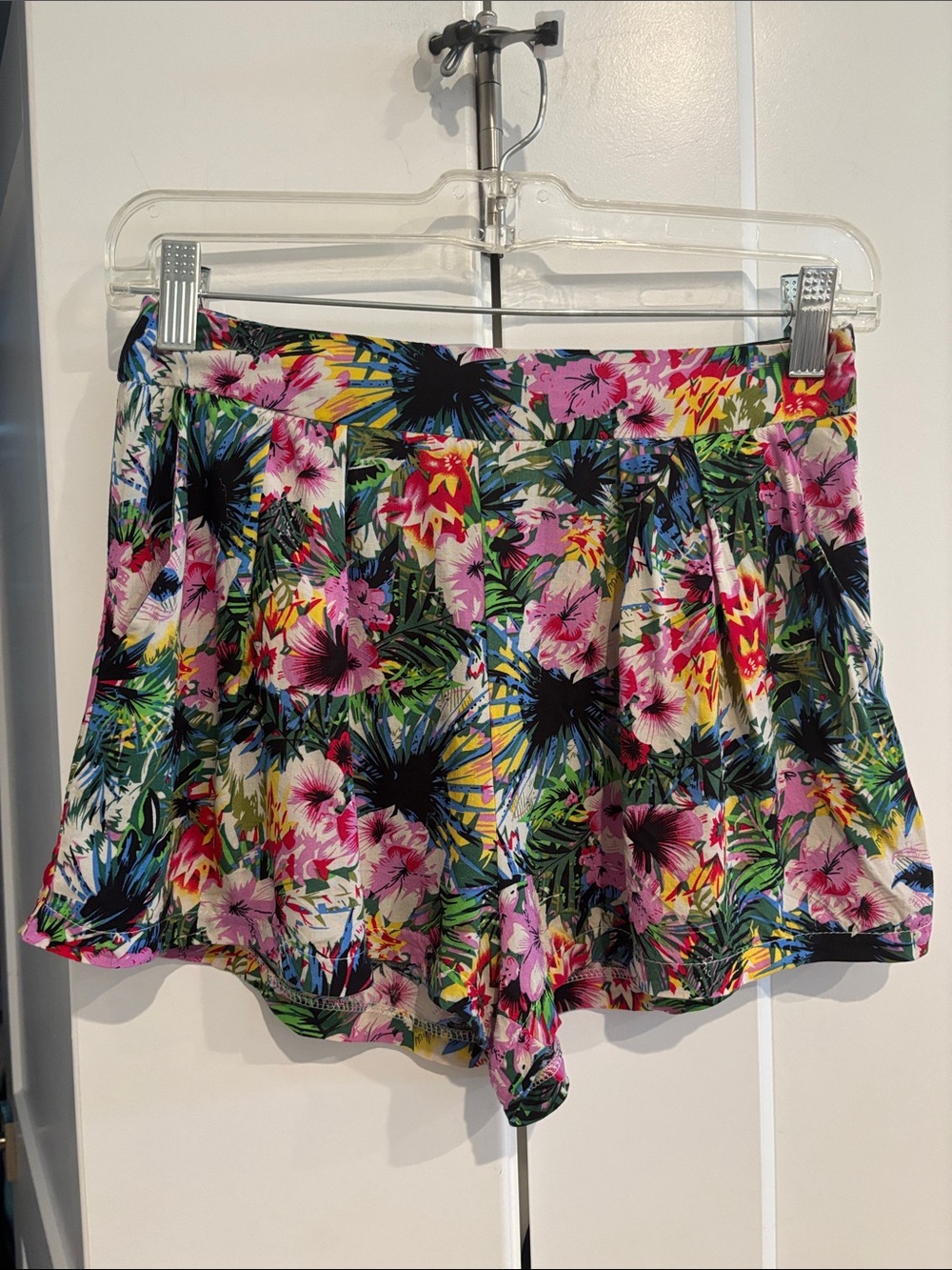 Tropical Floral Women's Skort Shorts - Pink Multi. Size XS